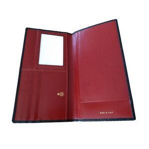 MARK CROSS‎ Italy Classic Black & Red Leather Long Bi-Fold Pocket Wallet VTG NOS